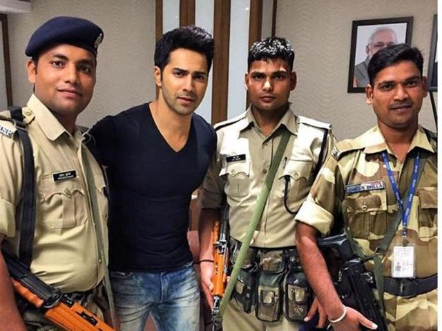 Sharing the picture, Varun Dhawan wrote, “Live to protect and serve. Really admire the army and police of our country who keep us secure each day they are my biggest inspiration”. (Instagram) 