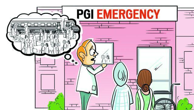 In August 2015, a delegation of prominent doctors from different hospitals in the United States, found the Emergency ward of Post Graduate Institute of Medical Education and Research (PGIMER), Chandigarh, like a “madly crowded railway station”. (Daljeet Kaur Sandhu/ HT Photo) In August 2015, a delegation of prominent doctors from different hospitals in the United States, found the Emergency ward of Post Graduate Institute of Medical Education and Research (PGIMER), Chandigarh, like a “madly crowded railway station”. (Daljeet Kaur Sandhu/ HT Photo)