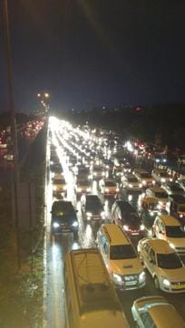 HT reader Ankit Tiwari, who was stuck in a traffic jam near Iffco Chowk for several hours, said the traffic moved at a snail’s pace. (Ankit Tiwari) HT reader Ankit Tiwari, who was stuck in a traffic jam near Iffco Chowk for several hours, said the traffic moved at a snail’s pace. (Ankit Tiwari)