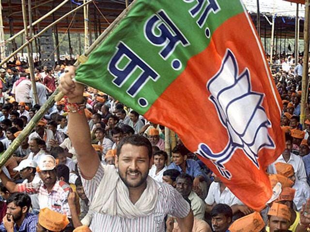 A BJP supporter waves a party flag at NDA's Parivartan rally. (PTI File Photo) A BJP supporter waves a party flag at NDA's Parivartan rally. (PTI File Photo)