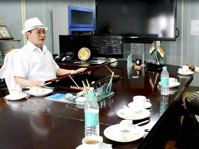 Arunachal Pradesh chief minister Nabam Tuki holds a meeting after assuming charge in Itanagar. (PTI Photo) Arunachal Pradesh chief minister Nabam Tuki holds a meeting after assuming charge in Itanagar. (PTI Photo)