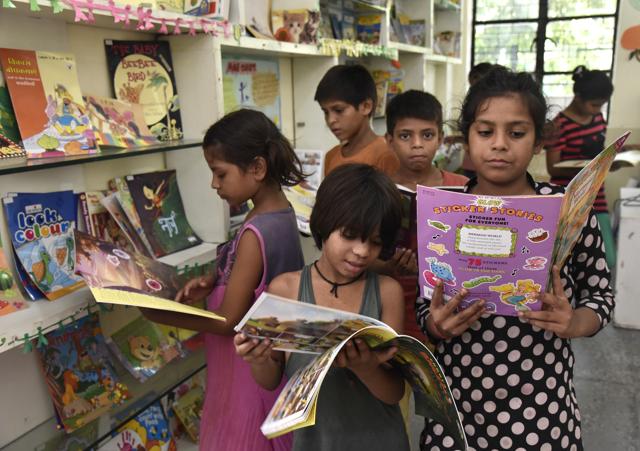 The library has hundreds of books on various subjects, including story books for children. (S Burmaula / HT Photo) The library has hundreds of books on various subjects, including story books for children. (S Burmaula / HT Photo)