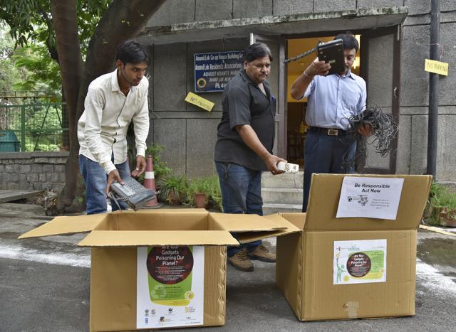 E-waste collection centre at Anand Lok. (S Burmaula/HT PHOTO) E-waste collection centre at Anand Lok. (S Burmaula/HT PHOTO)