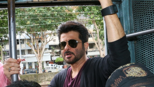 Actor Anil Kapoor took a local train from Churchgate on Thursday. (Amit K.Pandya)