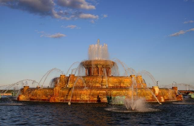 Grant Park, which boasts a large fountain, known as the Buckingham Fountain, is a five-minute walk from Millennium Park. (Getty Images) Grant Park, which boasts a large fountain, known as the Buckingham Fountain, is a five-minute walk from Millennium Park. (Getty Images)