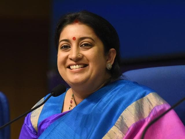 Textiles minister Smriti Irani addresses a press conference in New Delhi. (Sonu Mehta/ HT File Photo) Textiles minister Smriti Irani addresses a press conference in New Delhi. (Sonu Mehta/ HT File Photo)