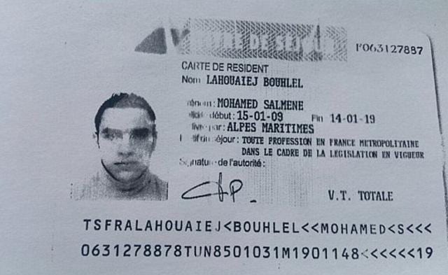 This image obtained by AFP on Friday from a French police source shows a reproduction of the residence permit of Mohamed Lahouaiej-Bouhlel. - (AFP) This image obtained by AFP on Friday from a French police source shows a reproduction of the residence permit of Mohamed Lahouaiej-Bouhlel. - (AFP)