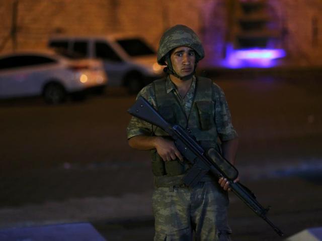Turkish military stand guard near the the Taksim Square in Istanbul. (REUTERS) 