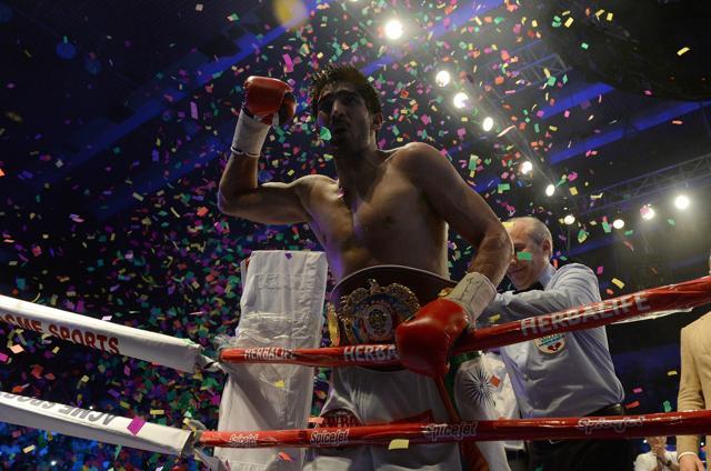 The local hero had a host of top athletes, celebrities and politicos outside the ring to celebrate his maiden pro title. (AFP) The local hero had a host of top athletes, celebrities and politicos outside the ring to celebrate his maiden pro title. (AFP)