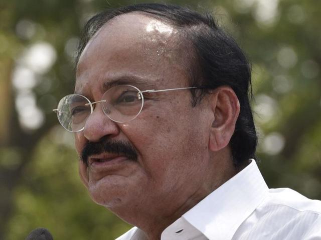 Venkaiah Naidu said that the tax-rate cap on GST in the Constitution bill sought by the Congress was not feasible.(Saumya Khandelwal/HT File Photo)