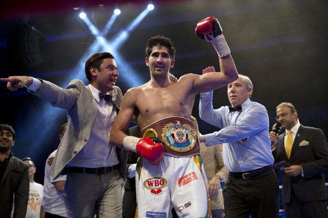 Vijender Singh reacts after wining WBO Asia Pacific Super Middleweight title (AP) Vijender Singh reacts after wining WBO Asia Pacific Super Middleweight title (AP)