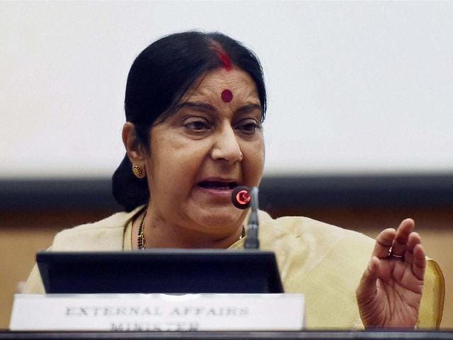 External affairs pinister Sushma Swaraj speaks at a press conference in New Delhi on Sunday. (PTI) External affairs pinister Sushma Swaraj speaks at a press conference in New Delhi on Sunday. (PTI)