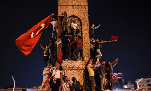 Pro-Erdogan supporters gather at Taksim square in Istanbul to support the government following a failed coup attempt. (AFP) Pro-Erdogan supporters gather at Taksim square in Istanbul to support the government following a failed coup attempt. (AFP)
