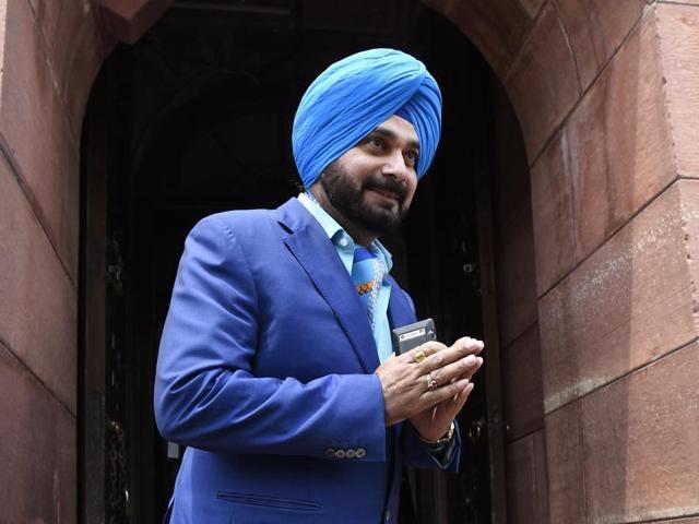 Former cricketer and Punjab politician Navjot Singh at Parliament in April 2016.(Hindustan Times)