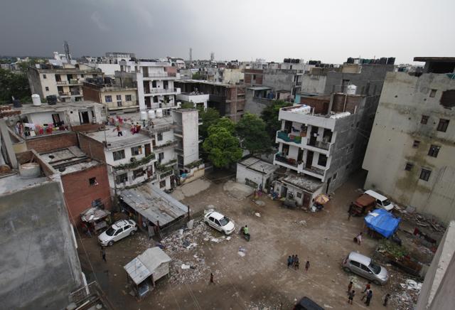 The pond that dried up some years ago has now been encroached upon . (Sanchit Khanna/HT Photo) The pond that dried up some years ago has now been encroached upon . (Sanchit Khanna/HT Photo)