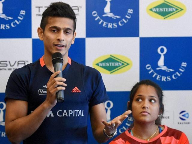 From left - Indian squash players Saurav Ghosal, Dipika Pallikal, Joshana Chinnapa and Harinderpal Singh. (PTI Photo) From left - Indian squash players Saurav Ghosal, Dipika Pallikal, Joshana Chinnapa and Harinderpal Singh. (PTI Photo)