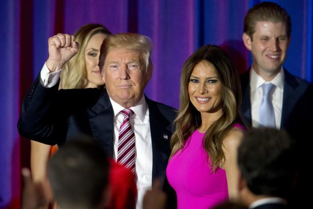 This June 7, 2016 file photo shows Trump gestures with his wife Melania. (AP file photo) This June 7, 2016 file photo shows Trump gestures with his wife Melania. (AP file photo)