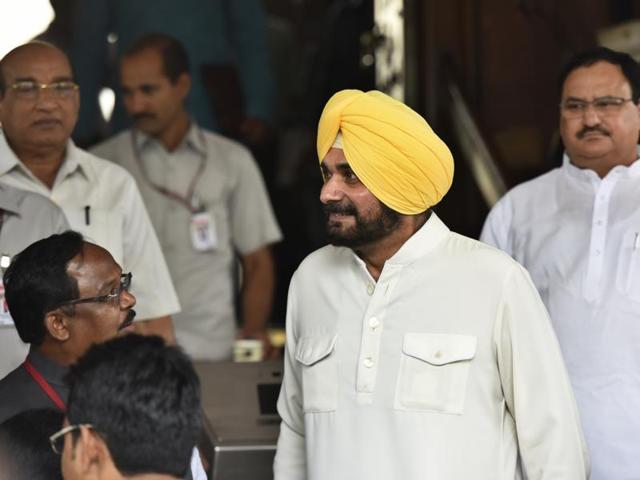 BJP’s Navjot Singh Sidhu quit Rajya Sabha on Monday, the first day of Parliament’s monsoon session.(Sonu Mehta/ HT Photo)