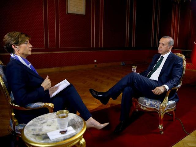 Turkish President Recep Tayyip Erdogan talks during an exclusive interview with CNN's Becky Anderson at his office in Istanbul. (Reuters) Turkish President Recep Tayyip Erdogan talks during an exclusive interview with CNN's Becky Anderson at his office in Istanbul. (Reuters)