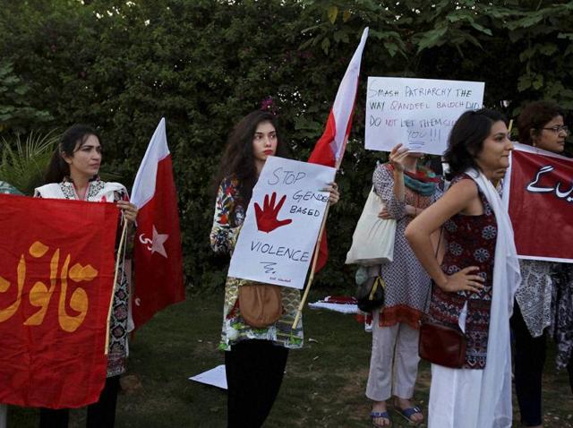 Activists of Awami Workers Party take part in a demonstration against the practice of honour killing and to condemn the murder of model Qandeel Baloch in Islamabad. (AP) Activists of Awami Workers Party take part in a demonstration against the practice of honour killing and to condemn the murder of model Qandeel Baloch in Islamabad. (AP)