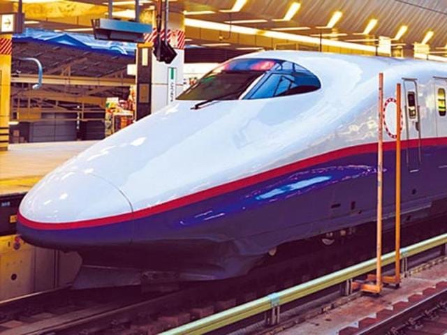 The high speed bullet train is expected to cover 508 km between Mumbai and Ahmedabad in about two hours, running at a maximum speed of 350 kmph. (Representational Image) The high speed bullet train is expected to cover 508 km between Mumbai and Ahmedabad in about two hours, running at a maximum speed of 350 kmph. (Representational Image)