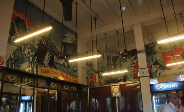 Paramount Café is century old, and has posters of Marilyn Monroe in the reverse glass painting format. The restaurant also has old black-and-white photos of how the area looked in the ’80s. (Photo:Bhushan Koyande/HT)