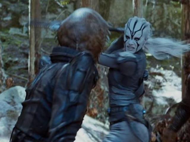 Sofia Boutella plays a scrappy sidekick to warlord Krall. in Star Trek Beyond 
