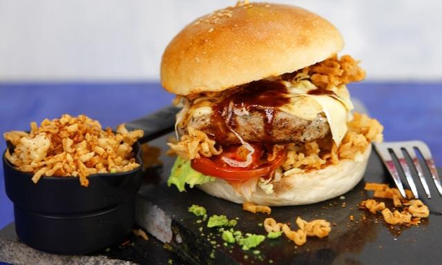 A burger at Between Breads A burger at Between Breads