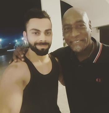 The members of Team India met the West Indian legend Sir Viv Richards at Antigua. (Twitter) The members of Team India met the West Indian legend Sir Viv Richards at Antigua. (Twitter)