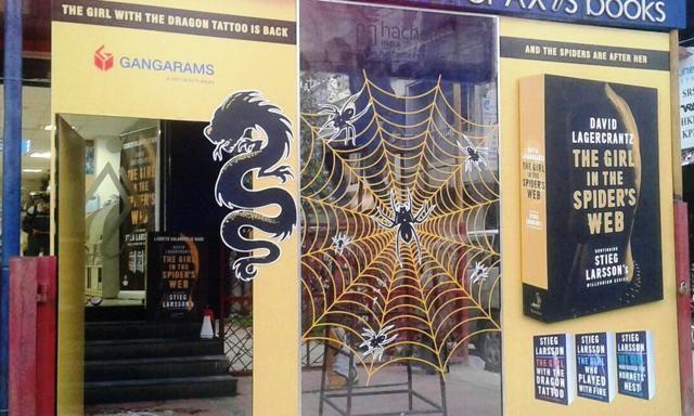 To promote the Girl in the Spider’s Web, Hachette India put up a sticker of a giant spiderweb at select bookstores.