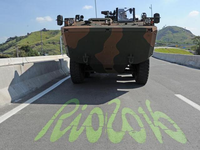 A giant banner advertising the 2016 Rio Olympics is pictured outside a tunnel. (Reuters Photo) A giant banner advertising the 2016 Rio Olympics is pictured outside a tunnel. (Reuters Photo)
