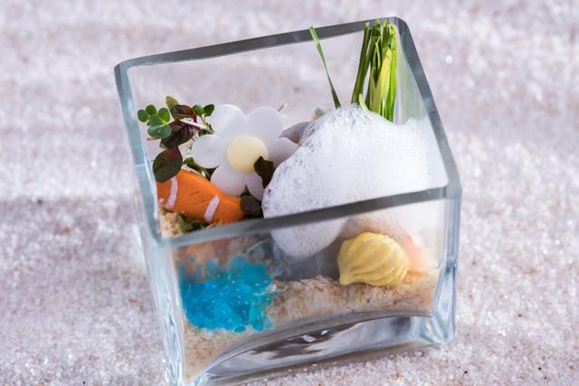 The Atlantis, a dish served at Chemistry 101 looks like a mini fish tank. The Atlantis, a dish served at Chemistry 101 looks like a mini fish tank.