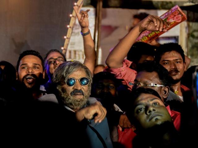 A Rajini fan dons his look from Kabali that releases on Friday. (Pratik Chorge/HT photo)