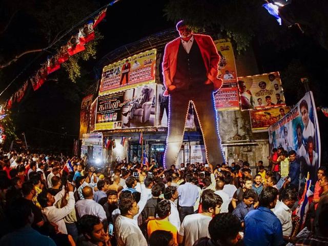 A meme based on superstars Salman Khan and Rajinikanth has gone viral online, suggesting that the former releases his films on Eid, a public holiday, whereas Rajini’s films lead to public holidays being declared. One look at these Rajnikanth fans on the eve of his new release Kabali outside Aurora Cinema in Mumbai, and you know what we’re talking about. (Pratik Chorge/HT photo)
