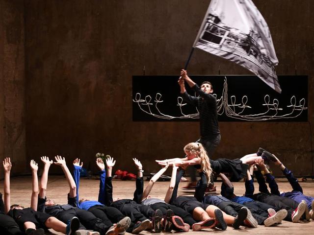 Dancers during a rehearsal of the play ‘Au Coeur’ by director and choreographer Thierry Thieu Niang at the Chapelle des Penitents Blancs in Avignon. (AFP) Dancers during a rehearsal of the play ‘Au Coeur’ by director and choreographer Thierry Thieu Niang at the Chapelle des Penitents Blancs in Avignon. (AFP)
