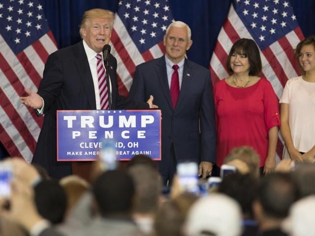 Republican presidential candidate Donald Trump, gives remarks during an goodbye reception with friends and family following the Republican National Convention, Friday, July 22, 2016, in Cleveland. (AP Photo) Republican presidential candidate Donald Trump, gives remarks during an goodbye reception with friends and family following the Republican National Convention, Friday, July 22, 2016, in Cleveland. (AP Photo)