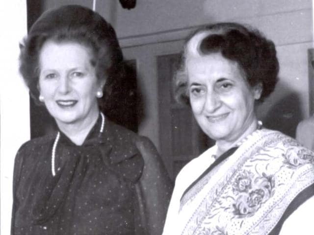 Former prime minister Indira Gandhi with her British counterpart Margaret Thatcher.(HT file photo)