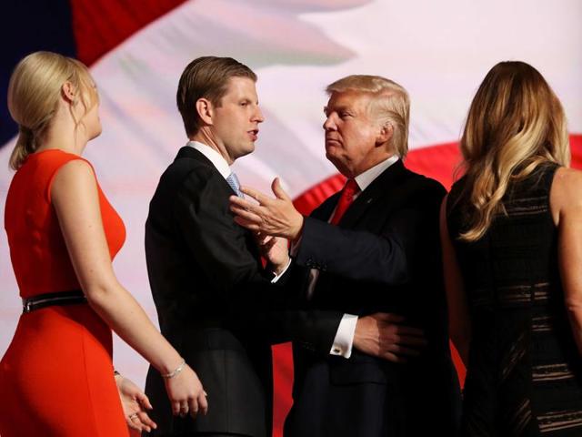 Tiffany Trump (left), Donald Trump Jr and his wife Vanessa Trump look on during the Republican National Convention in Cleveland on Thursday. (AFP) Tiffany Trump (left), Donald Trump Jr and his wife Vanessa Trump look on during the Republican National Convention in Cleveland on Thursday. (AFP)