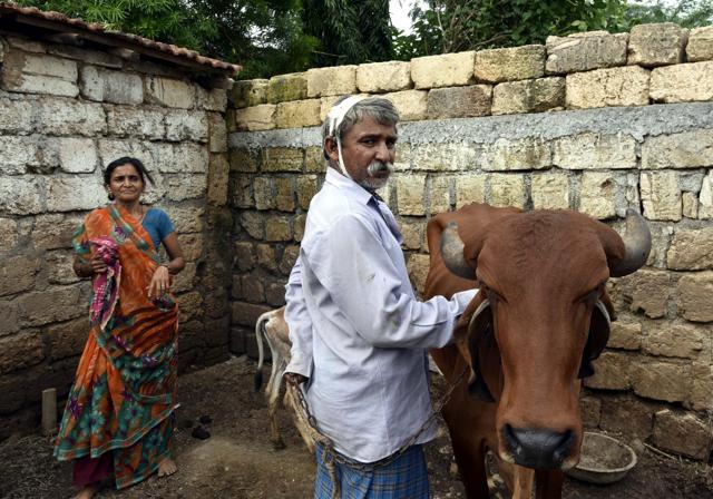 Balubhai, the father of Dalit victims who was brutally assaulted by self-styled 'cow protectors' last week, at Mota samdhiyala village in Una, Gujarat on Thursday. (Arun Sharma/HT PHOTO) Balubhai, the father of Dalit victims who was brutally assaulted by self-styled 'cow protectors' last week, at Mota samdhiyala village in Una, Gujarat on Thursday. (Arun Sharma/HT PHOTO)