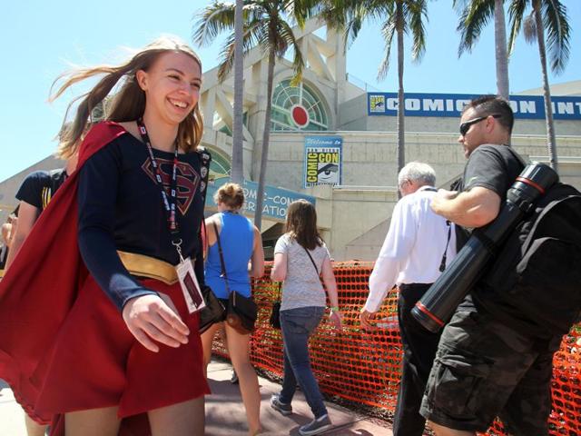 Tyler Greening of Albuquerque, New Mexico, USA, dressed as Supergirl, careens past the San Diego Convention Centre where the Comic-Con International 2016 is being held in San Diego, California. (AFP) Tyler Greening of Albuquerque, New Mexico, USA, dressed as Supergirl, careens past the San Diego Convention Centre where the Comic-Con International 2016 is being held in San Diego, California. (AFP)