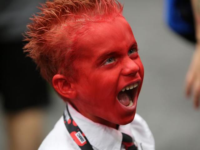 Max Sovers, 6, plays the part of Anger from the movie Inside Out during Comic-Con International 2016 in San Diego. (AFP) Max Sovers, 6, plays the part of Anger from the movie Inside Out during Comic-Con International 2016 in San Diego. (AFP)