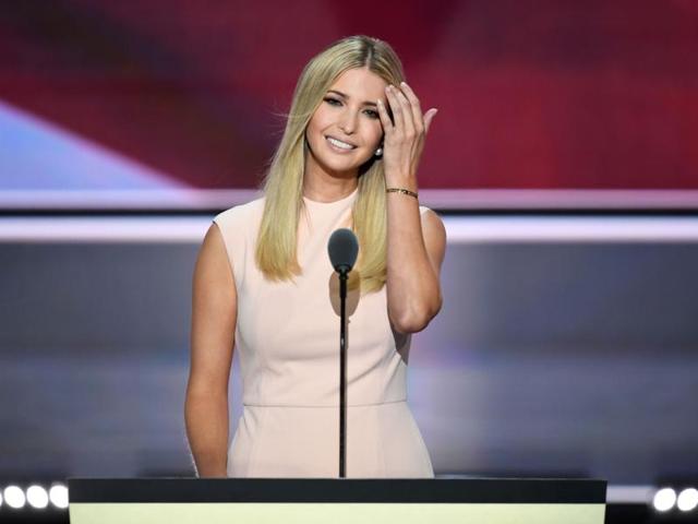 Ivanka Trump smiles before delivering a speech on the final night of the Republican National Convention at the Quicken Loans Arena in Cleveland, Ohio. (AFP Photo) Ivanka Trump smiles before delivering a speech on the final night of the Republican National Convention at the Quicken Loans Arena in Cleveland, Ohio. (AFP Photo)