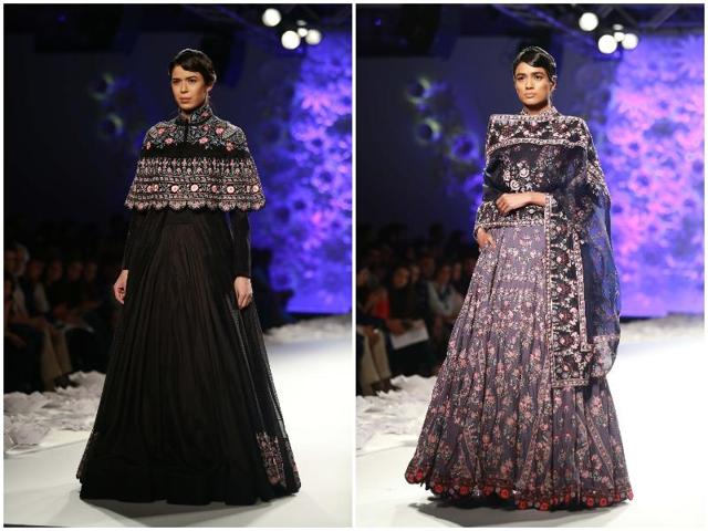 Having never been a big fan of colour, Mishra continued to take his white baton forward with creams, ivories, delicate golds along with indigos and blacks for contrast. (Amal KS/ HT Photo) 
