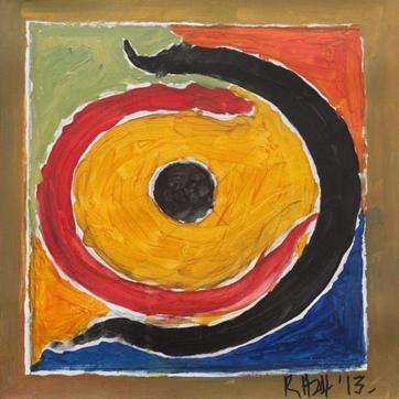 Raza’s acrylic paianting called ‘Nagas’. (HT photo) Raza’s acrylic paianting called ‘Nagas’. (HT photo)