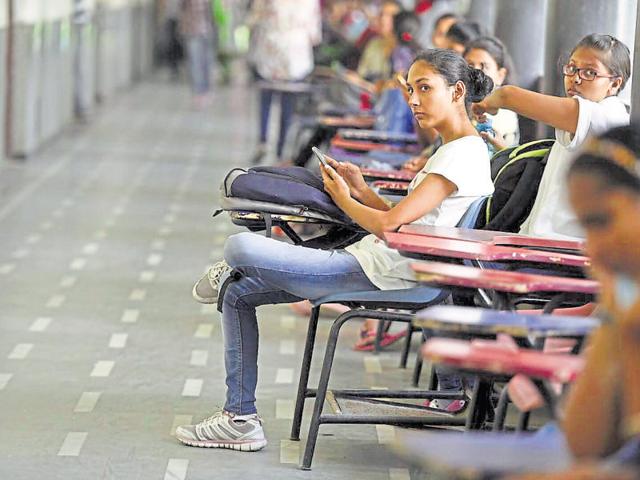 The NCWEB is considered a popular choice among female students with high scores. It admits only female students from Delhi and NCR.(Saumya Khandelwal/HT file photo)