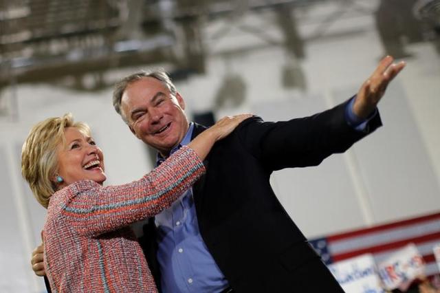 Democratic US presidential candidate Hillary Clinton and US Senator Tim Kaine at a campaign rally in Miami (AP) Democratic US presidential candidate Hillary Clinton and US Senator Tim Kaine at a campaign rally in Miami (AP)