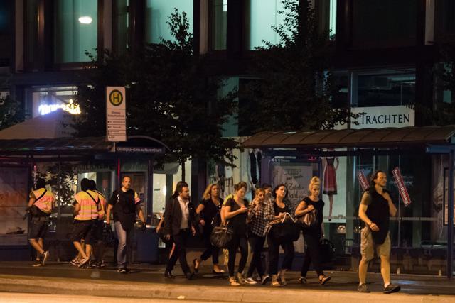 People leave the Olympia mall hours after a shooting took place in Munich, southern Germany. (AP) People leave the Olympia mall hours after a shooting took place in Munich, southern Germany. (AP)