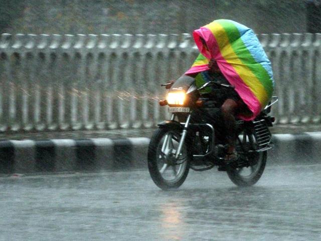 A man covers himself while driving in Ludhiana on Saturday. (JS Grewal/HT Photo) A man covers himself while driving in Ludhiana on Saturday. (JS Grewal/HT Photo)