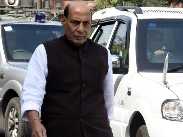 Union home minister Rajnath Singh arrived in Srinagar on a two-day visit on Saturday, sixteen days after the killing of a militant leader sparked large-scale violence in the Valley. (Sonu Mehta/HT File Photo) Union home minister Rajnath Singh arrived in Srinagar on a two-day visit on Saturday, sixteen days after the killing of a militant leader sparked large-scale violence in the Valley. (Sonu Mehta/HT File Photo)