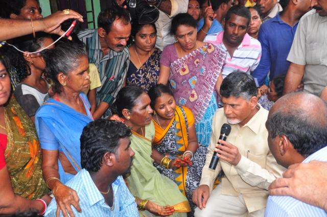 Andhra Pradesh chief minister N Chandrababu Naidu consols the family members of missing IAF technician Chinna Rao in Visakhpatnam on Saturday. (HT Photo) Andhra Pradesh chief minister N Chandrababu Naidu consols the family members of missing IAF technician Chinna Rao in Visakhpatnam on Saturday. (HT Photo)